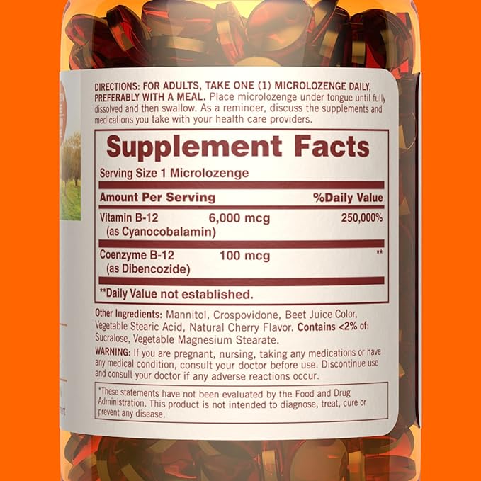 Sundown Vitamin B12 Microlozenges, 6000 mcg, 60 Count