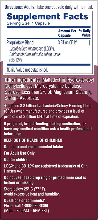 Phillips' Colon Health Daily Probiotic Capsules, 4-in-1 Symptom Defense to help defend against Occasional Gas, Bloating, Constipation, and Diarrhea, Daily Supplement, 60 Count
