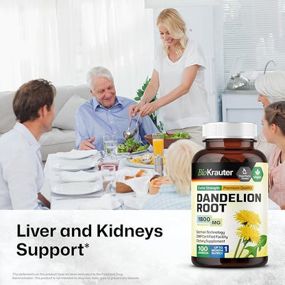 Dandelion Root Capsules 1800 mg 100 Caps