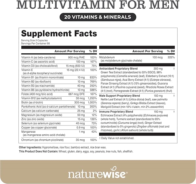 NatureWise Multivitamin for Men 180 Capsules[3-Month Capsules[3-Month Supply]