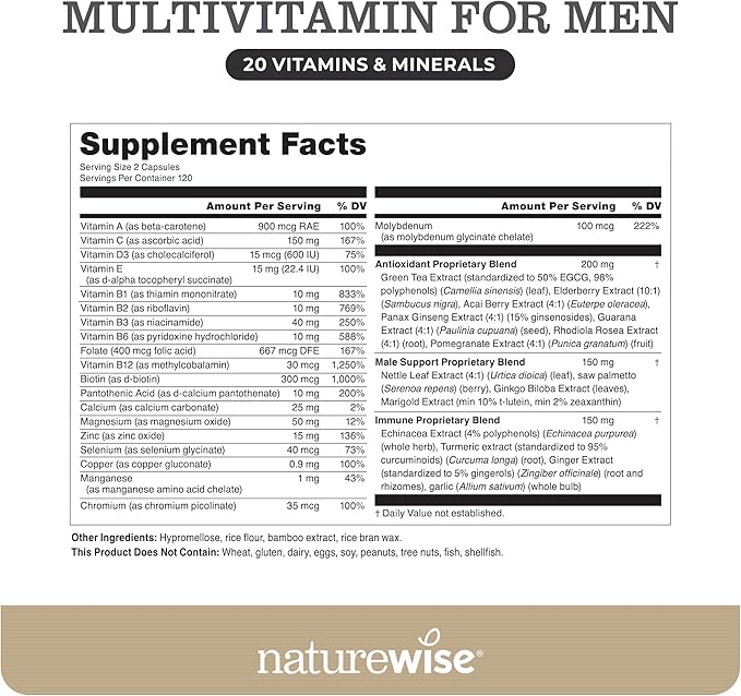 NatureWise Multivitamin for Men 240 Capsules[6-Month Capsules[6-Month Supply]