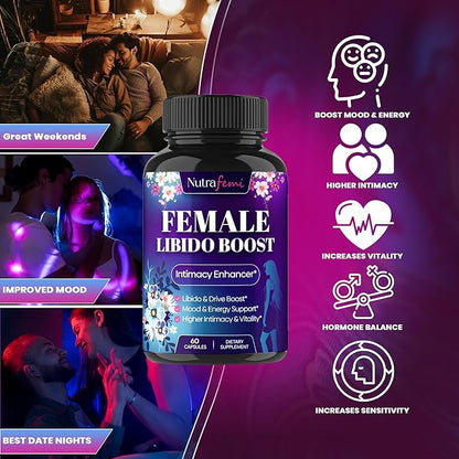 #1 Fast Acting Highly Effective Libido Booster for Women-Female Libido Booster for Hormonal Balance, Mood & Drive - with Maca Root, Ginseng, Tribulus, Gingko & Ashwagandha - 60 Capsules