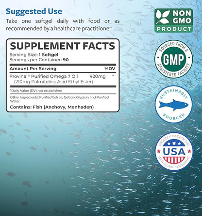 Purified Omega 7 Softgels (3 Month 7 & 90 Capsules