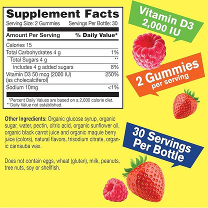 Organic Vitamin D3 2,000 IU (50 60 Gummies