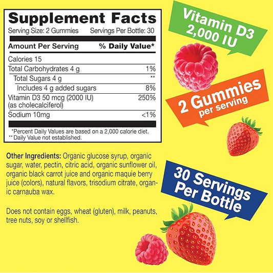 Organic Vitamin D3 2,000 IU (50 60 Gummies