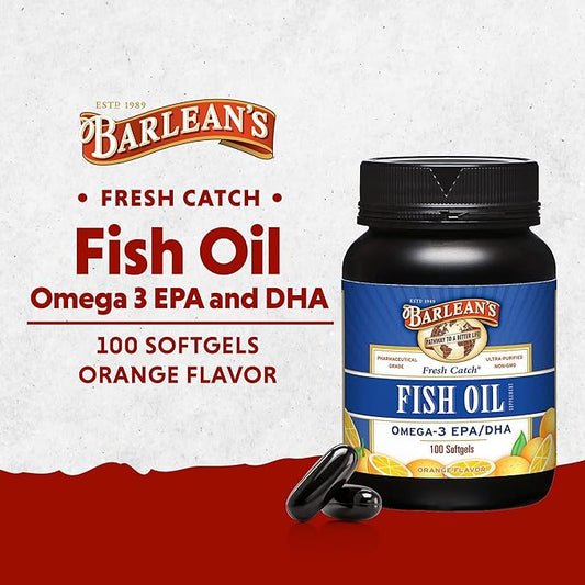 Barlean's Fish Oil Omega 3 Supplement, 600mg Orange 100 Count