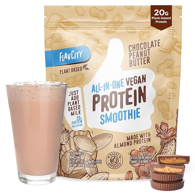 FlavCity All-in-One Vegan Protein Powder Smoothie, 20g of