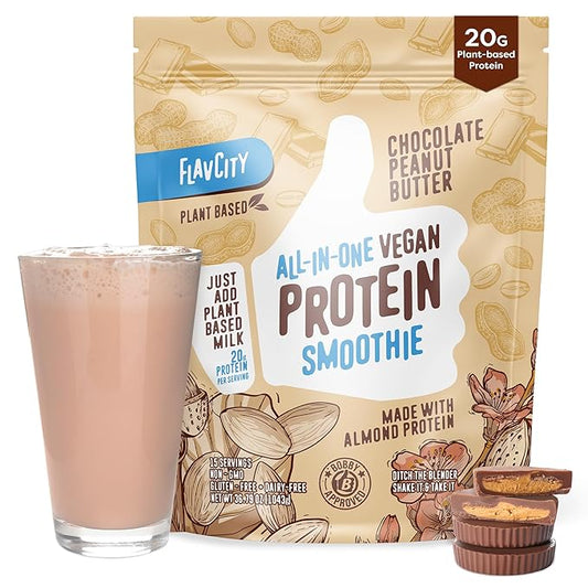 FlavCity All-in-One Vegan Protein Powder Smoothie, 20g of