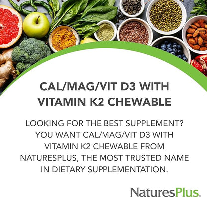NaturesPlus Cal/Mag/VIT D3 with Vitamin K2-60 D3 & K2 Bone 30 Servings