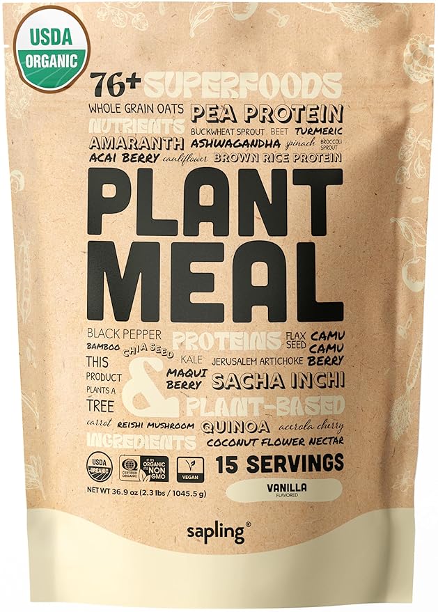 Plant Meal Replacement Shake 25g of 76+ Organic 15 Servings