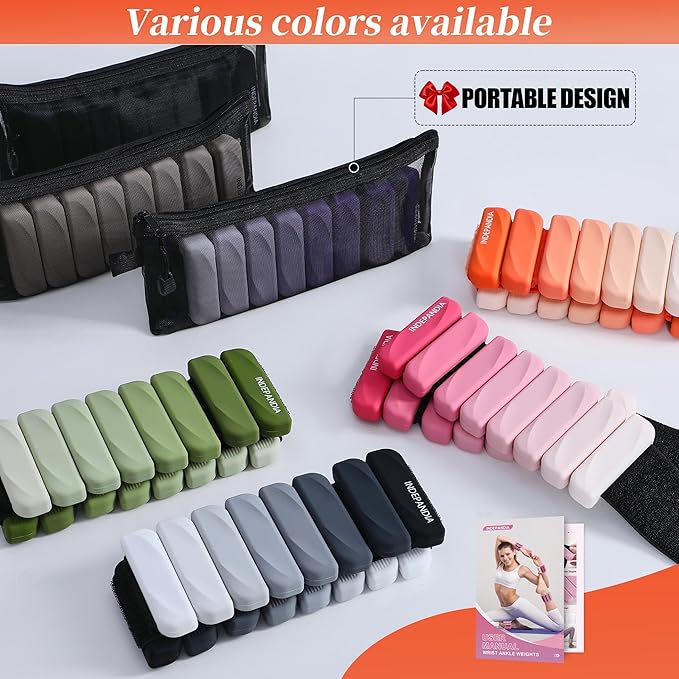Adjustable Ankle & Wrist Weights for Women & Men, Set of 2 (1lb / 2lb Each), Silicone Weighted Bangles for Arm, Leg, Walking, Fitness, Yoga, Pilates Workout 24055