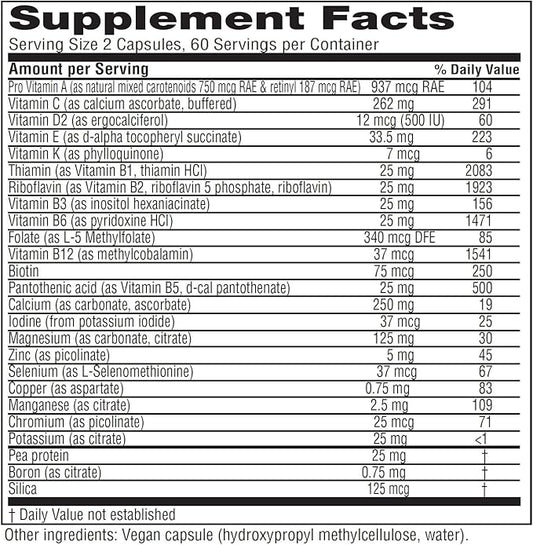 Vitanica Vegan Symmetry, Non-GMO Vegan Multivitamin 120 Capsules