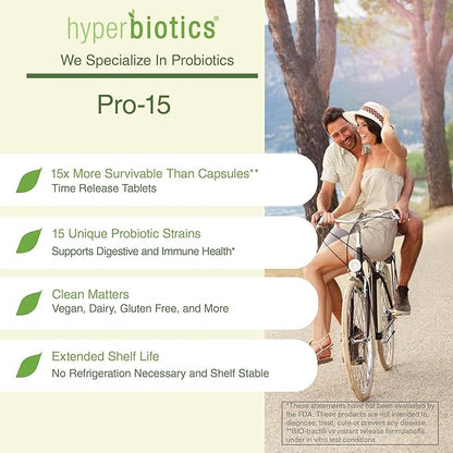 Hyperbiotics Pro 15 Vegan Probiotic Supplement 15 Diverse 60 Count