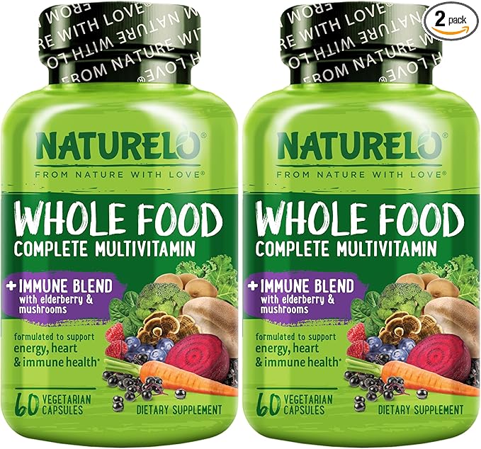 NATURELO Whole Food Multivitamin + Immune D3, Zinc, 60 Vegan 2)