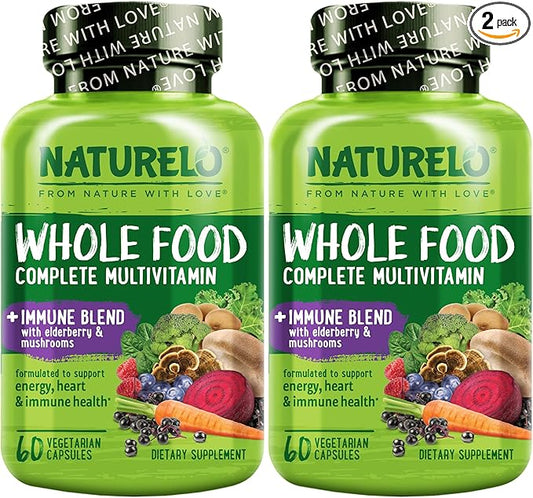 NATURELO Whole Food Multivitamin + Immune D3, Zinc, 60 Vegan 2)