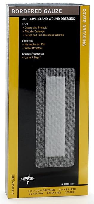 Medline Bordered Gauze, 4" x 10" 15 Count