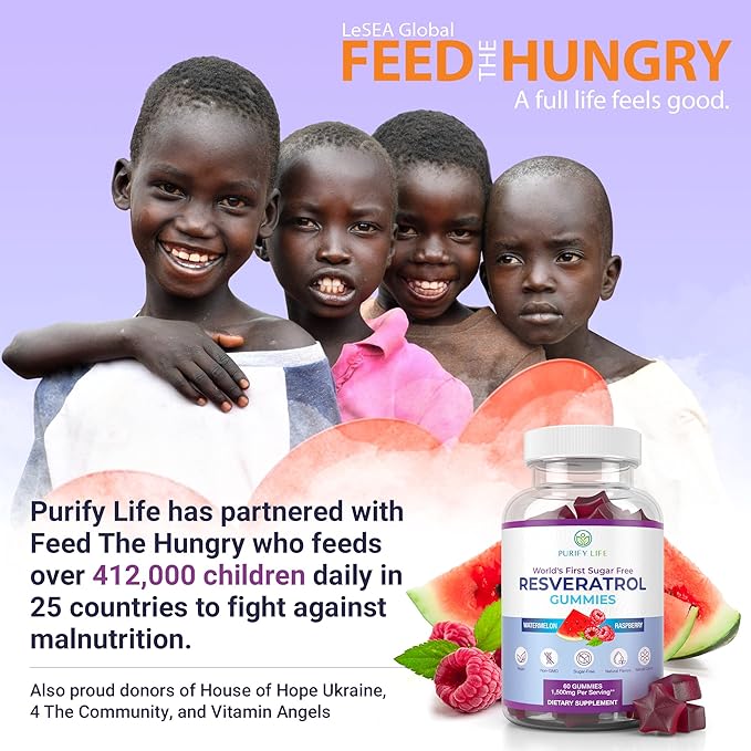 Purify Life Sugar-Free Resveratrol Gummies 1500mg Resveratrol