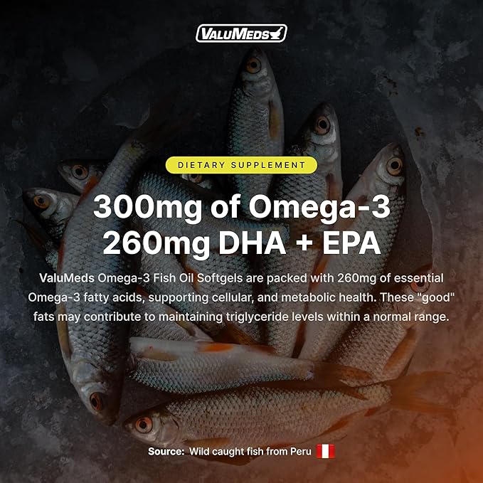 ValuMeds Omega-3 Fish Oil EPA + (145 Count 1), 1000mg 1000mg (260mg (260mg EPA