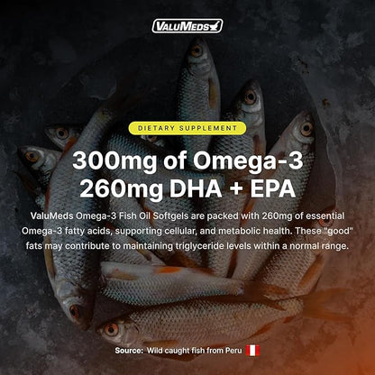 ValuMeds Omega-3 Fish Oil EPA + (145 Count 1), 1000mg 1000mg (260mg (260mg EPA