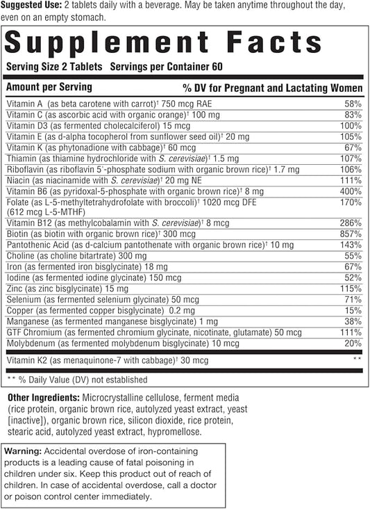 INNATE Response Formulas Baby & Me Multivitamin B12 and D3 - 120 Tablets (60 Servings)