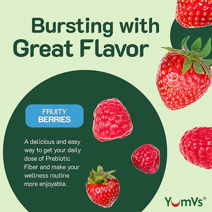 Prebiotic Fiber Zero Gummies by YumVs | Keto Friendly Sugar Free Supplement for Women & Men | 4 g Fiber for Digestive Support | Natural Berry Flavor Chewables-60 Count