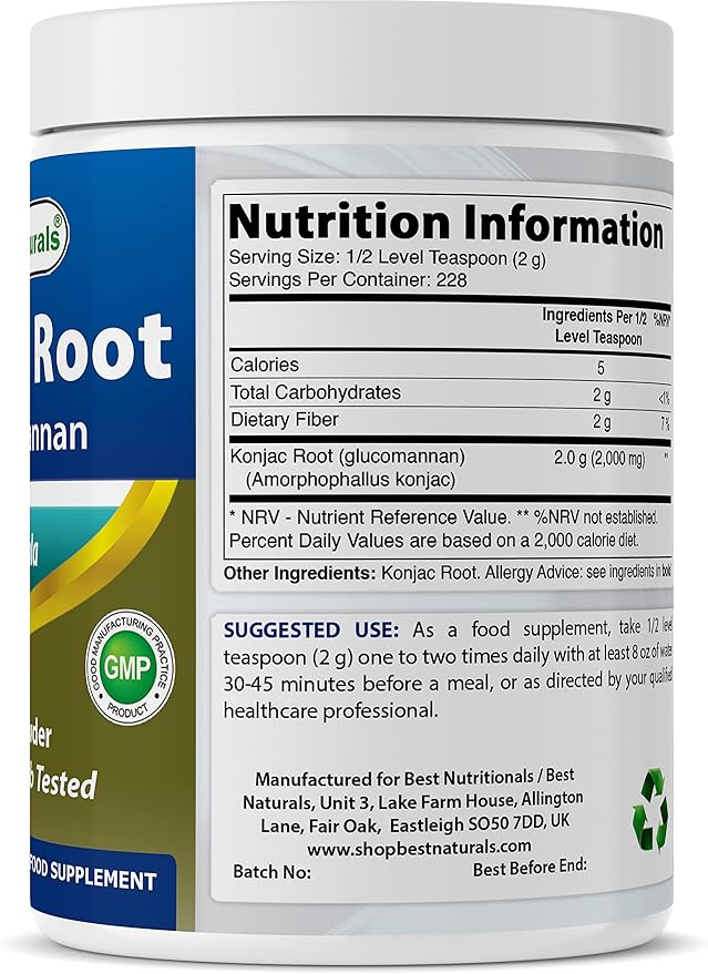 Best Naturals Konjac Root Glucomannan Powder (Non-GMO) 1 Pound