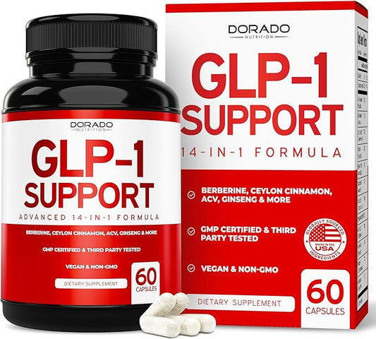 GLP-1 Supplement 14 in 1 Formula (GLP1 Supplement with Berberine, ACV, Chromium, Ceylon Cinnamon, Turmeric & More) Support Gut Health & Metabolism - Third Party Tested, Vegan Safe & USA Made
