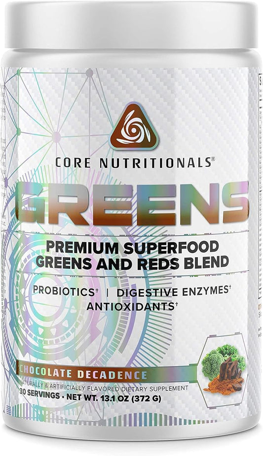 Core Nutritionals Greens Platinum Premium Superfood Greens and Reds Blend, Supports Digestion and Gut Health, 5 Billion CFU Probiotic,30 Servings (Chocolate)