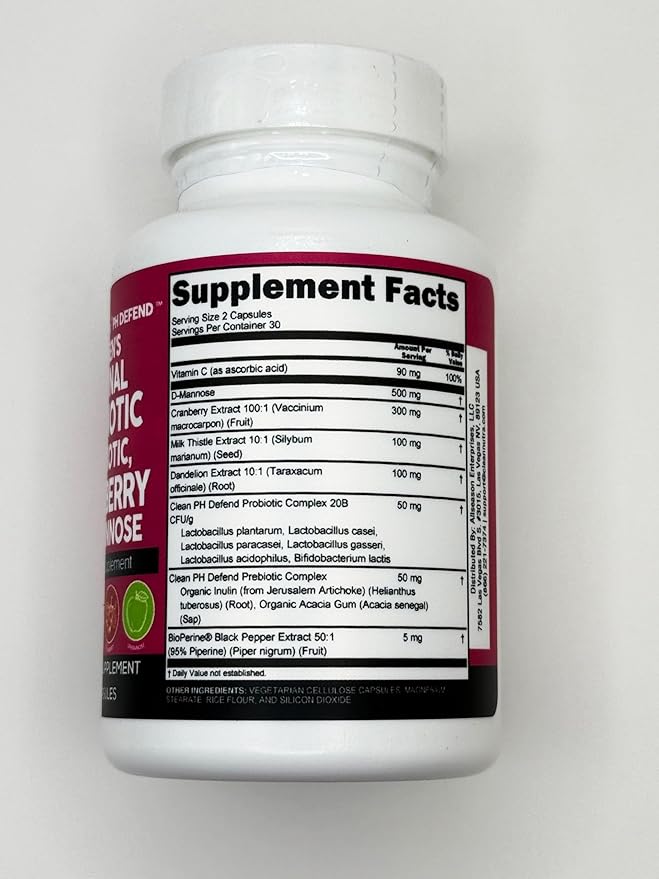 Clean Nutraceuticals Vaginal Probiotics for Women + Prebiotics 20 Billion Cranberry Pills w/D-Mannose 500 mg for Urinary Tract Health pH Balance - for Vaginal Health Supplements Pills - 1 Pack