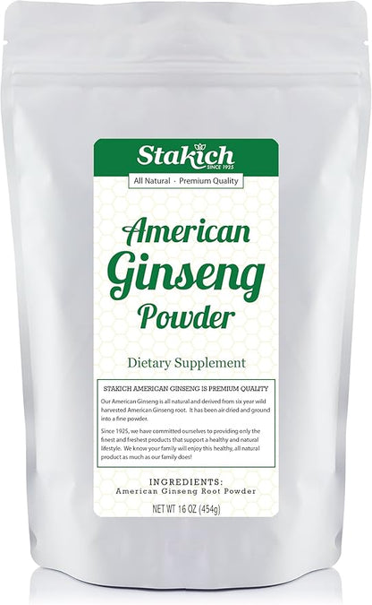 Stakich American Ginseng Root Powder 1 Pound (1 Pound)