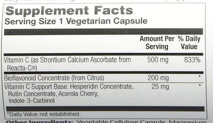 SOLARAY Reacta-C with Vitamin C 500mg 200mg Bioflavonoid 24 Hour 180 Capsules, 180 Servings