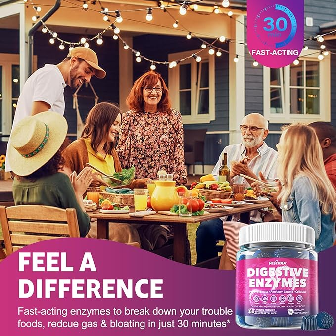 Digestive Enzymes Gummies with Probiotics, Papaya, Bromelain, Ginger - Bloating Relief & Gut Health Chewable Supplement for Women Men Digest Proteins Dairy Carbs Veggies Fats, Sugar Free Vegan, 120Cts