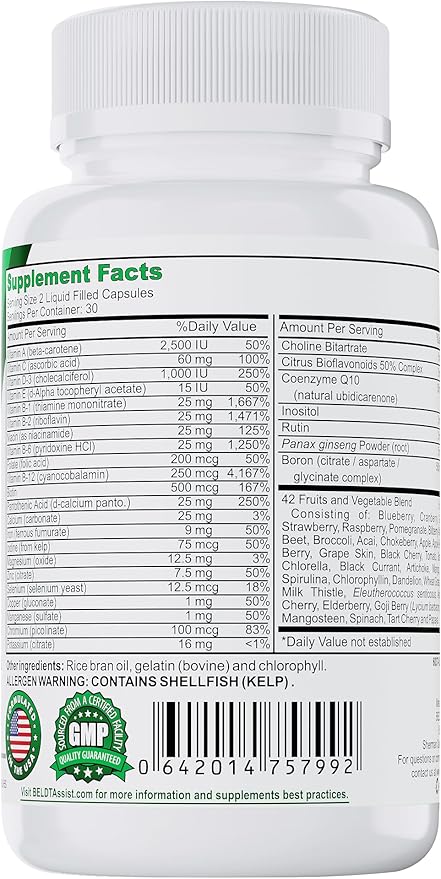 PRIZM Multivitamin for Men and Women 29 Vitamins 42 Fruits B6 B12-60 B12-60 Liquid