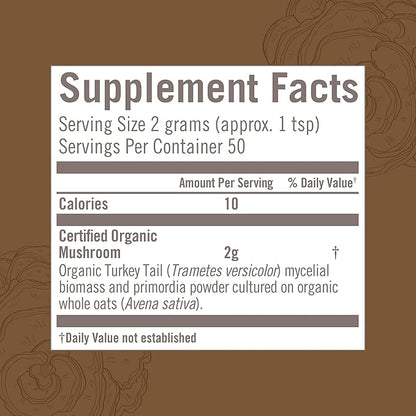 OM MUSHROOM SUPERFOOD Turkey Tail Organic Mushroom Powder, 3.5 Ounce, 50 Servings, Immune Support, Polysacchrides, Beta-Glucans, Gut Health & Holistic Defense Mushroom Supplement