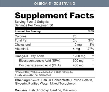 MTN OPS Omega 3 Fish Oil 1000mg Fatty 30 Servings
