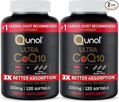 Qunol Ultra CoQ10 100mg Softgels- 3x Q10 Vitamins 8 Month 120 Count 2)