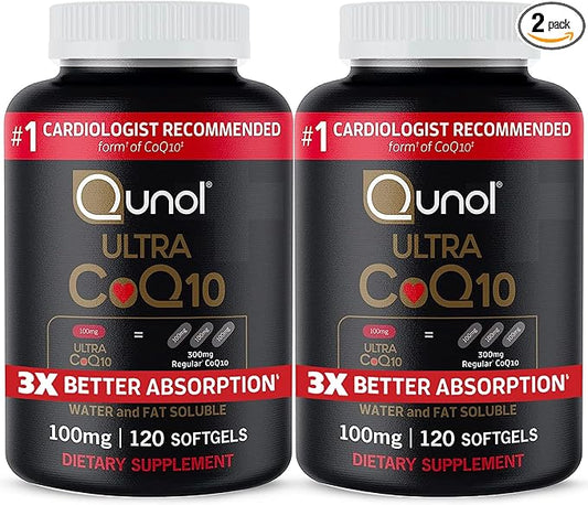 Qunol Ultra CoQ10 100mg Softgels- 3x Q10 Vitamins 8 Month 120 Count 2)