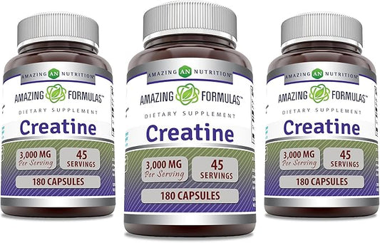 Amazing Formulas Creatine Monohydrate 3000 Mg Per Serving Capsules Supplement | Non-GMO | Gluten Free | Made in USA (3 Pack)