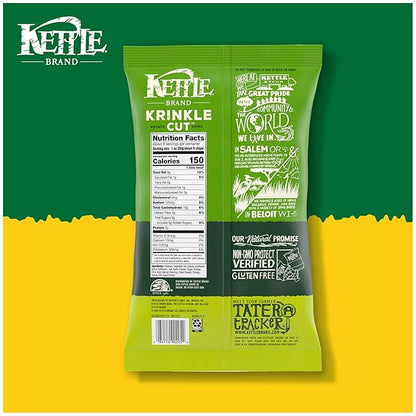 Kettle Brand Potato Chips, Krinkle Cut, Dill Pickle Kettle Chips, 7.5 Oz (Pack of 12)