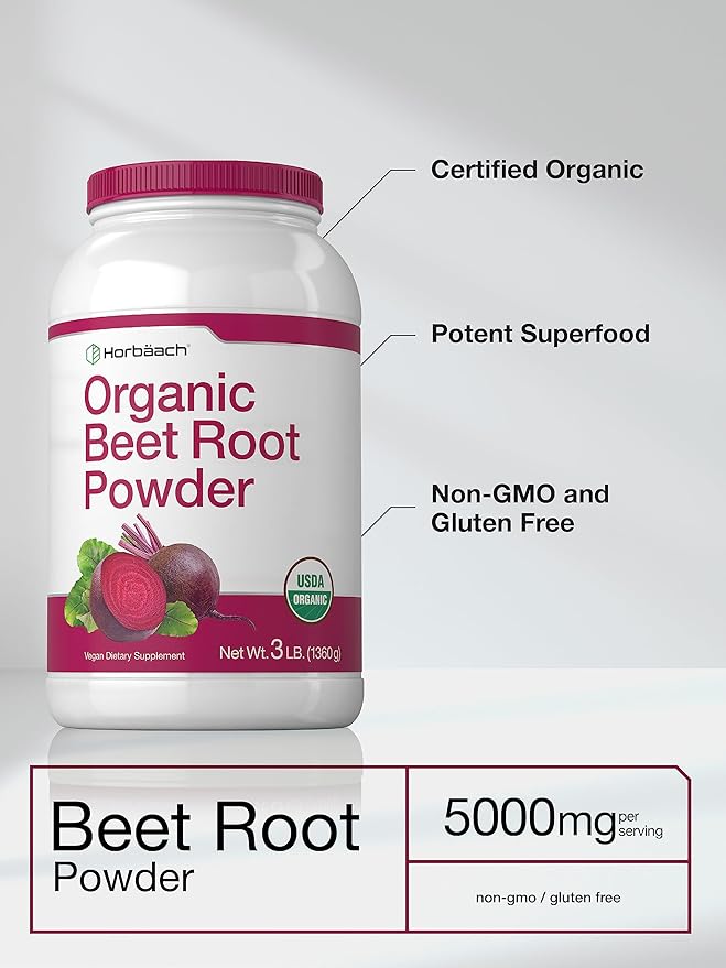 Horbäach Organic Beet Root Powder | 3lb Bulk Supplement | Raw Superfood | Vegan, Non-GMO, and Gluten Free Formula