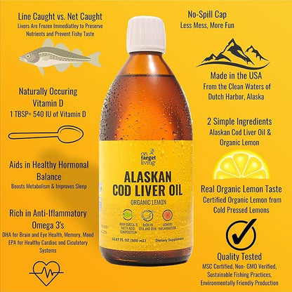 On Target Living Alaskan Cod Liver 16.67 oz (2-Pack) | 3 DHA/EPA