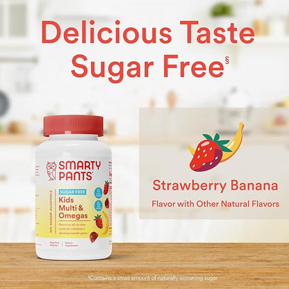 SmartyPants Kids Multivitamin Gummies, Sugar Free: 3 (ALA), D3, C, B12, B6, B6, Vitamin 44 Count (22 Day