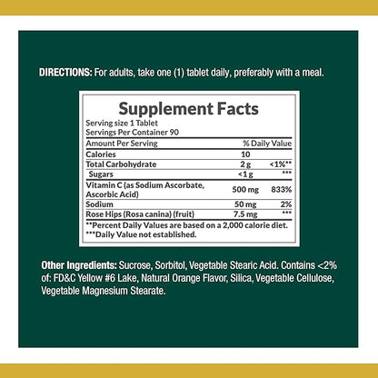 Nature's Bounty Vitamin C Supplement 500 mg 500 mg, 90 Count, 3