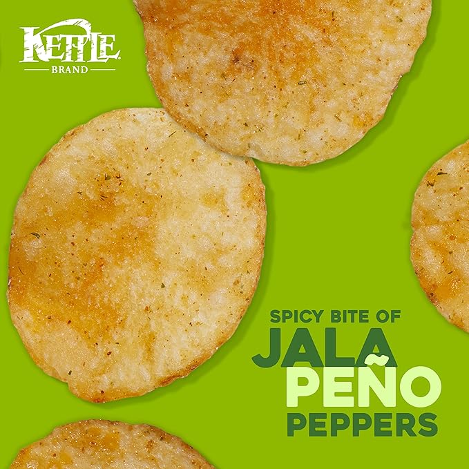 Kettle Brand Potato Chips, Jalapeno Kettle Chips, Party Size, 13 Oz (Pack of 3)