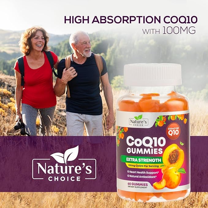CoQ10 100mg Gummies 3X Better Q10 Vitamins, 10 Supplements, 60 CoQ10 CoQ10 Gummies