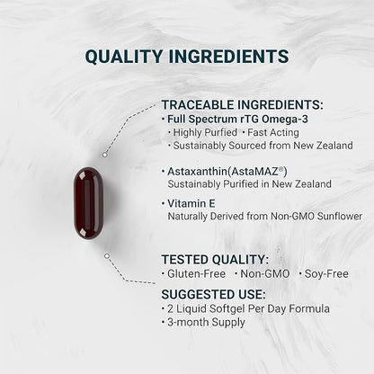 Naturalis Ultimate rTG Omega 3 Fish Oil 1800mg from Wild New Zealand Tuna - Full Spectrum Omega3s EPA, DHA & DPA - Sustainably Sourced, Non-GMO, Gluten Free - 180 Softgels