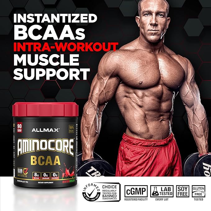 ALLMAX AMINOCORE BCAA, Pineapple Mango - 945 g Powder - 8.18 Grams of BCAAs Per Serving - with B Vitamins - No Fillers or Non-BCAA Aminos - Sugar Free - 90 Servings