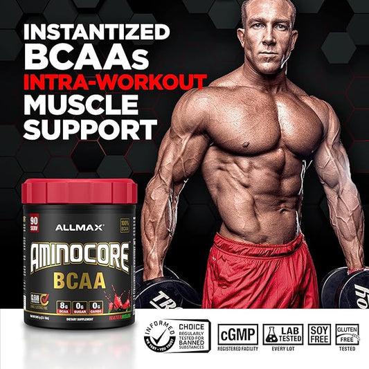ALLMAX AMINOCORE BCAA, Pineapple Mango - 945 g Powder - 8.18 Grams of BCAAs Per Serving - with B Vitamins - No Fillers or Non-BCAA Aminos - Sugar Free - 90 Servings