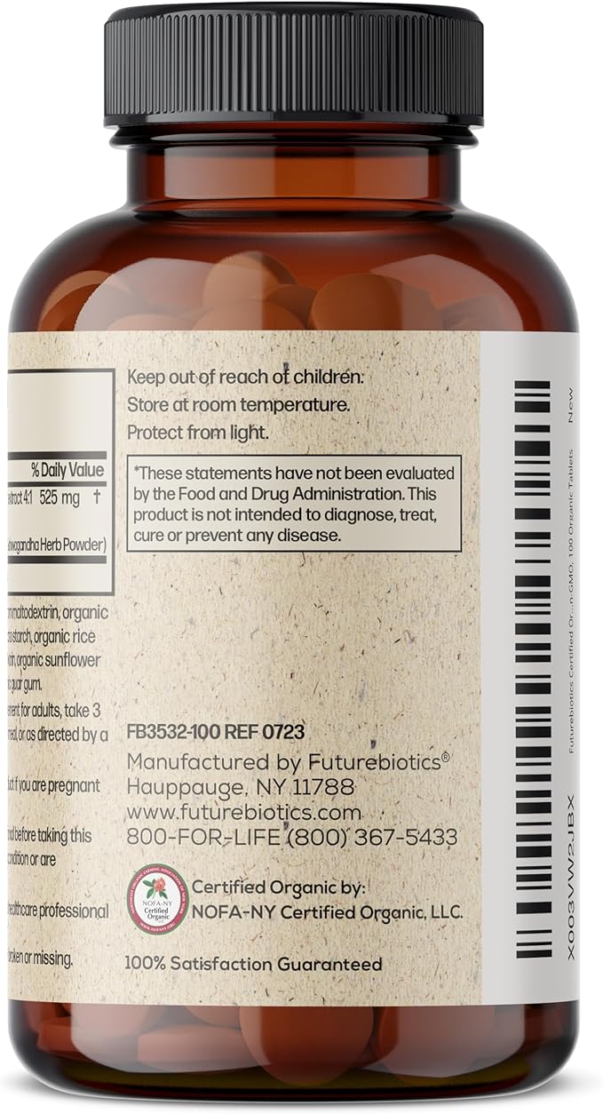 Futurebiotics Certified Organic Ashwagandha, Stress Mood 100 Organic