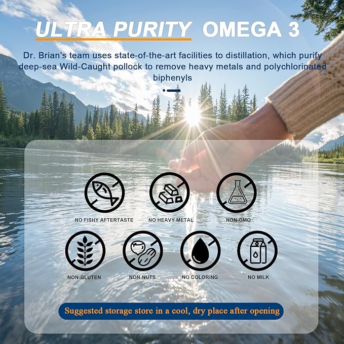 Dr.Brian Omega 3 Fish Oil Supplements, 3 Wild 1200mg with Flavor(180 Softgels)